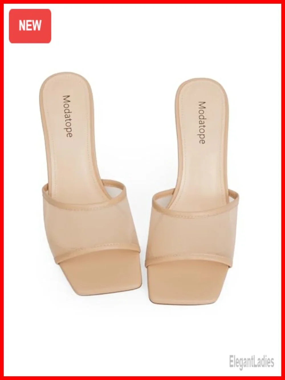 Open Square Toe Chunky Block Heel Slip On Sandals